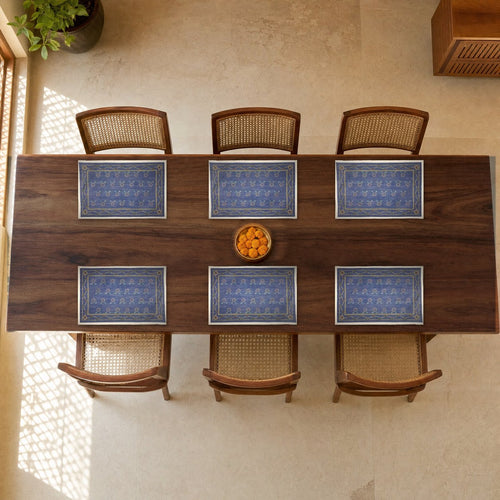 Raat Bagh Night Buti Blue Placemats, Set of 6