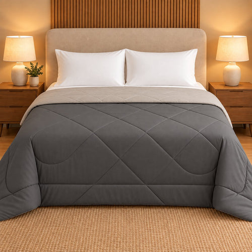 Charcoal & Silver Sangam Reversible Comforter