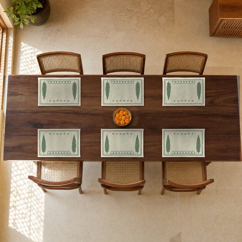 Saro Bagh Cypress Pair Sage Green Placemats, Set of 6