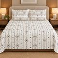Gilded Trellis Bedsheet Set by Reet (white, blue, gold, stripes)