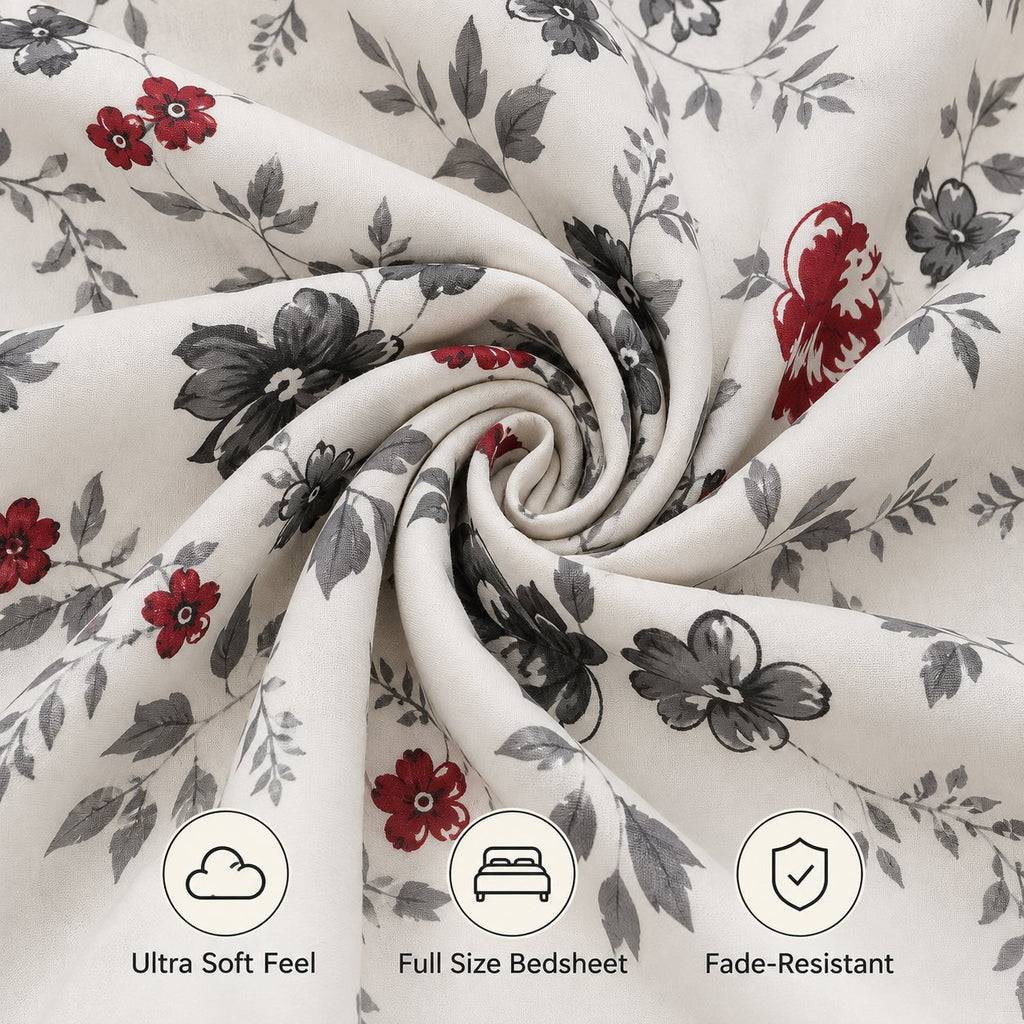 Rouge Toile Bedsheet Set by Reet (white, black, red, grey, floral)