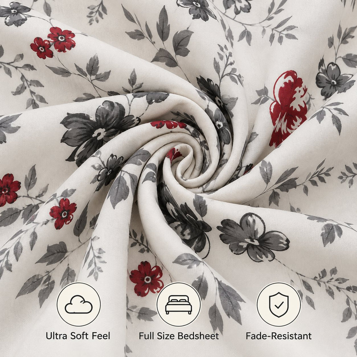 Rouge Toile Bedsheet Set by Reet (white, black, red, grey, floral)