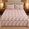 Coral Quatrefoil Bedsheet Set by Reet (white, peach, orange, brown, geometric)