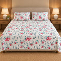 Berry Bloom Bedsheet Set by Reet (white, pink, red, green, floral)