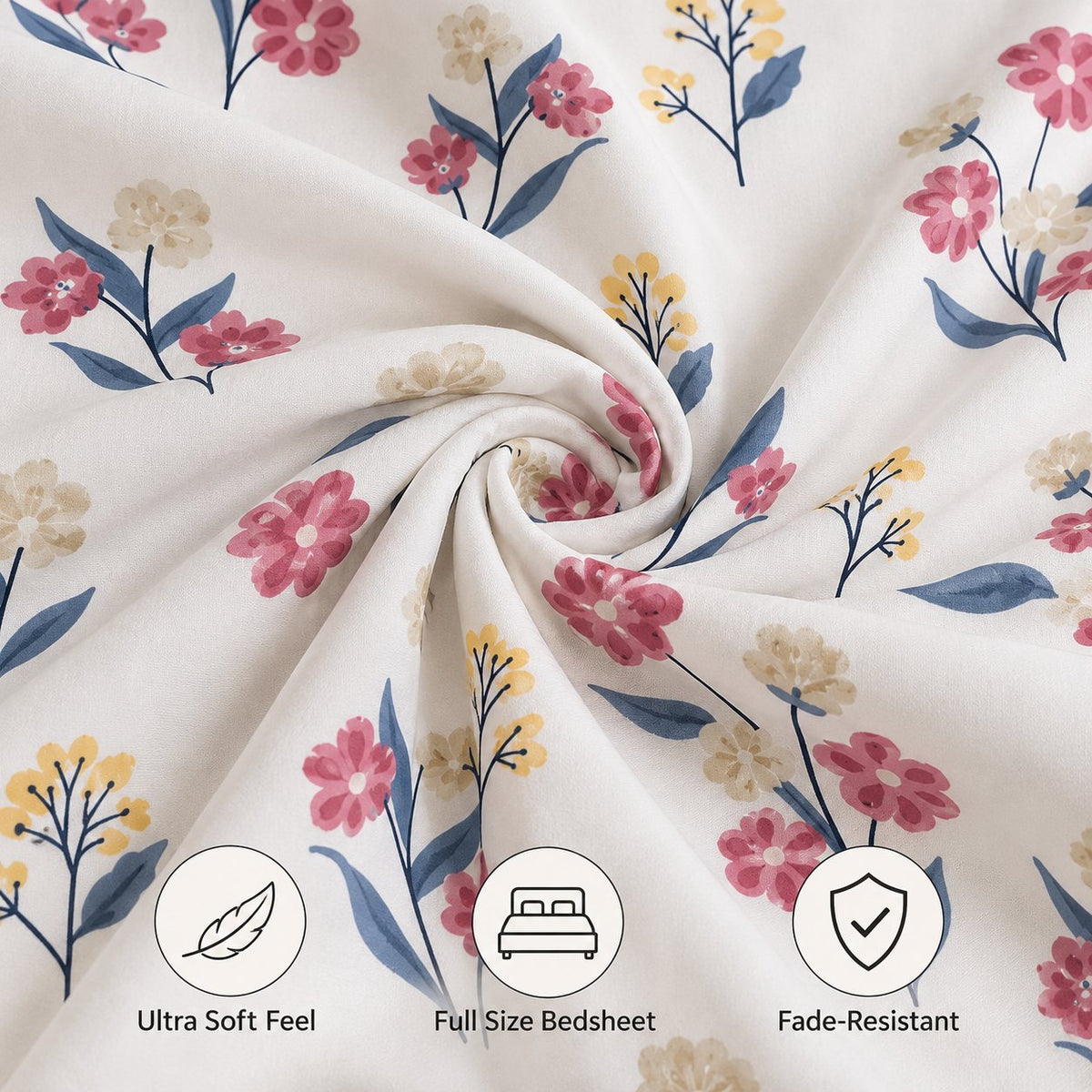 Soft Posy Bedsheet Set by Reet (white, pink, blue, floral)