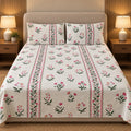 Petal Border Bedsheet Set by Reet (white, pink, green, floral, border)