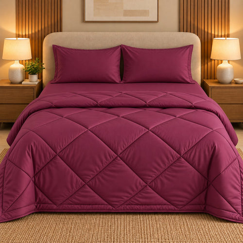 Wine Makhmali Cotton Sateen Bed in a Bag