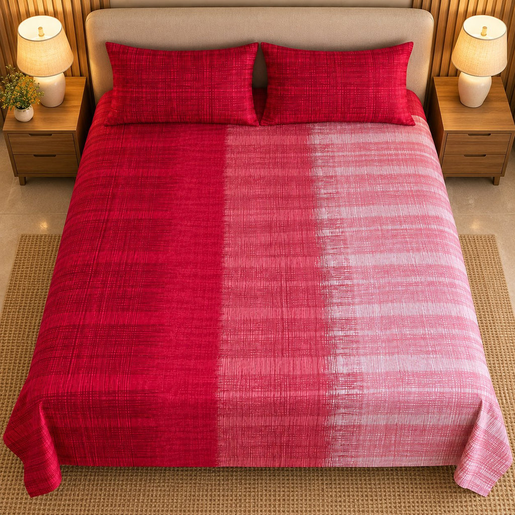 Crimson Dusk Sukoon Cotton Bed in a Bag by Reet (bed in a bag, comforter set with king bedsheet) — king bedsheet, full view