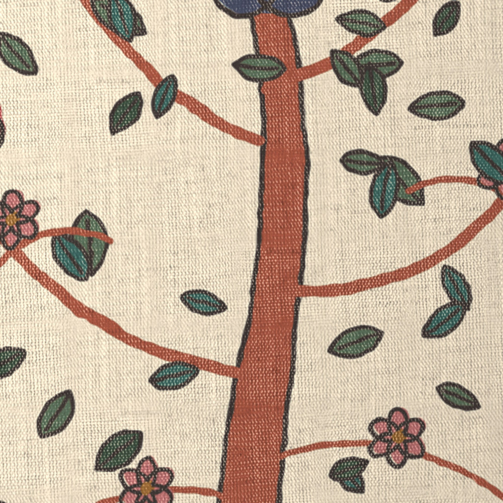 Palampore Floral Linen Blend Cushion Covers, Set of 5 by Reet (printed linen blend cushion covers 16x16 in, set of 5) — fabric close-up: linen blend with digital print