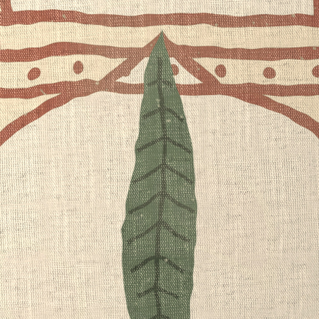Saro Bagh Tree Linen Blend Cushion Covers, Set of 5 by Reet (printed linen blend cushion covers 16x16 in, set of 5) — fabric close-up: linen blend with digital print