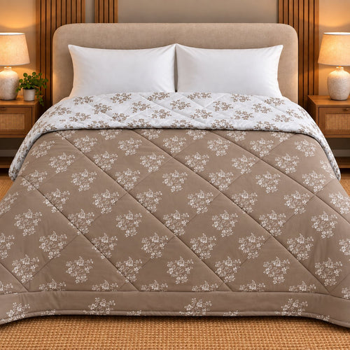 Mocha Bloom Dohra Reversible Comforter