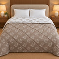 Mocha Bloom Dohra Reversible Comforter by Reet (brown, beige, white, floral) — front side