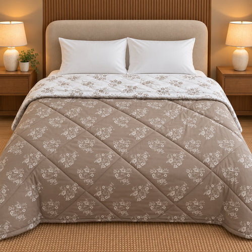 Mocha Bloom Dohra Reversible Comforter