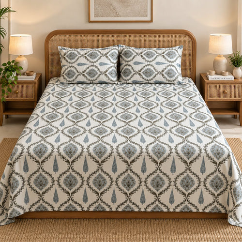 Sage Trellis Cotton Bedsheet Set