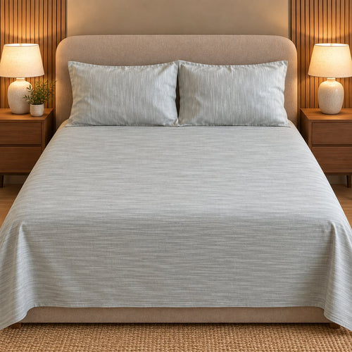 Powder Blue Linen-Touch Bedsheet Set