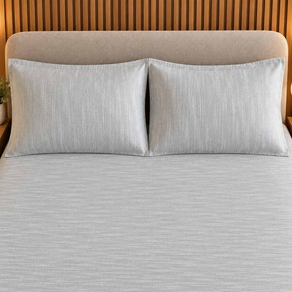 Powder Blue Linen-Touch Bedsheet Set by Reet (light blue, sky blue, blue)