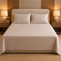 Light Beige Linen-Touch Bedsheet Set by Reet (beige, cream, off white)