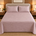 Light Blush Pink Linen-Touch Bedsheet Set by Reet (light pink, baby pink, pink)