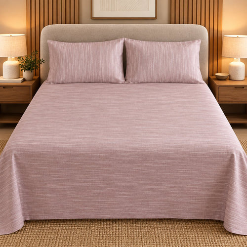 Light Blush Pink Linen-Touch Bedsheet Set
