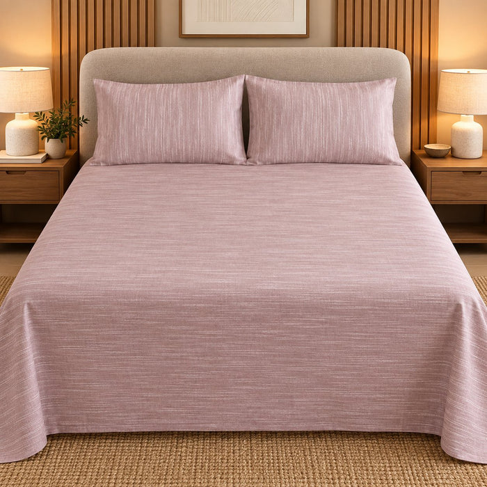 Light Blush Pink Linen-Touch Bedsheet Set by Reet (light pink, baby pink, pink)