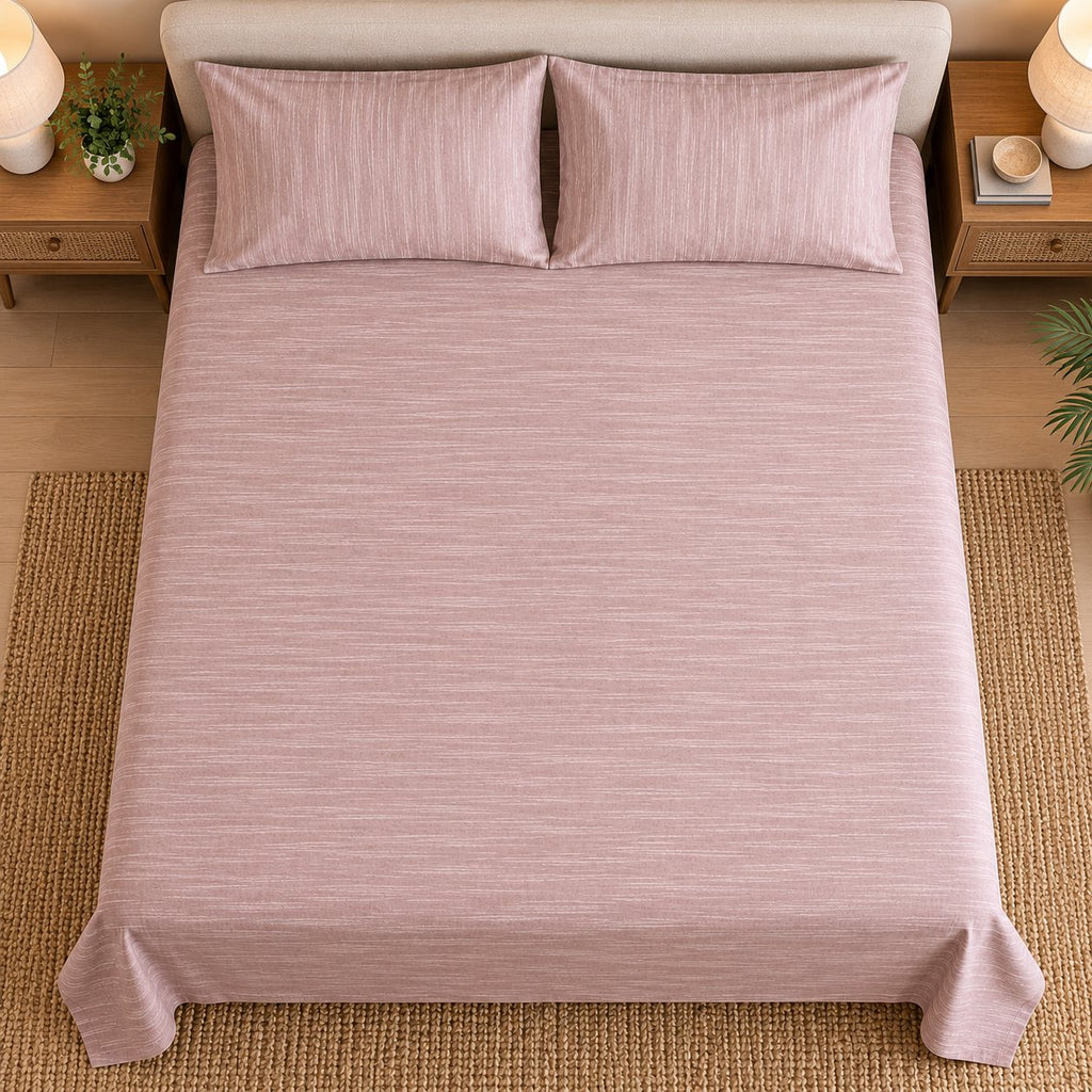 Light Blush Pink Linen-Touch Bedsheet Set by Reet (light pink, baby pink, pink)