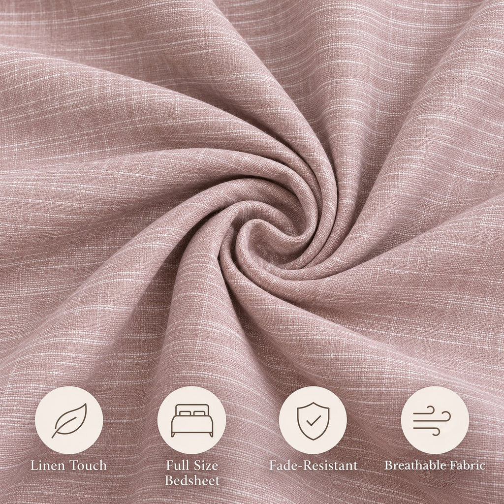 Light Blush Pink Linen-Touch Bedsheet Set by Reet (light pink, baby pink, pink)