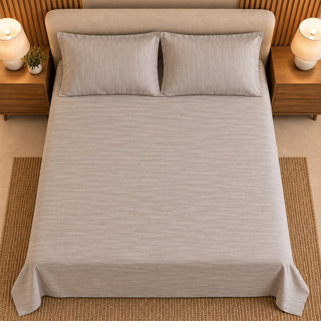 Light Grey Linen-Touch Bedsheet Set by Reet (light grey, grey, silver)