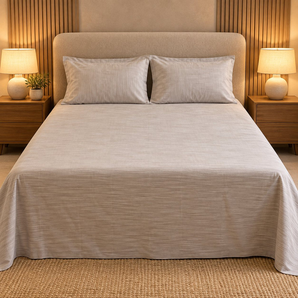 Light Grey Linen-Touch Bedsheet Set by Reet (light grey, grey, silver)
