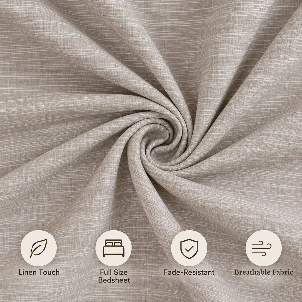 Light Grey Linen-Touch Bedsheet Set by Reet (light grey, grey, silver)