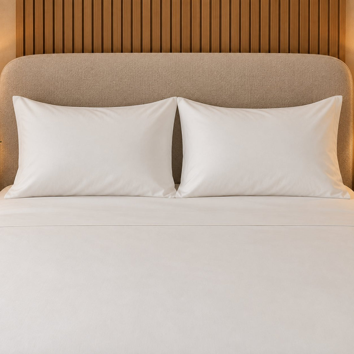 Pearl White Makhmali Cotton Sateen Bedsheet Set by Reet (300 TC cotton sateen king size bedsheet) — pillow close-up
