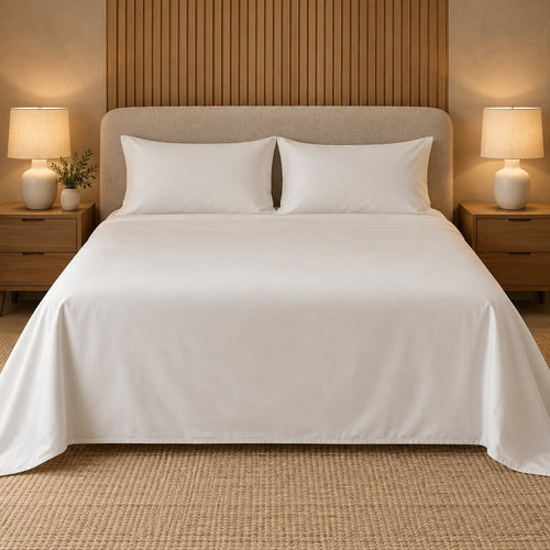 Pearl White Makhmali Cotton Sateen Bedsheet Set