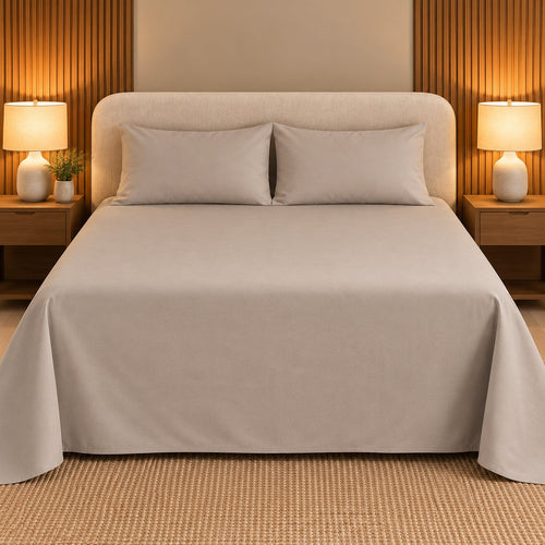 Stone Grey Makhmali Cotton Sateen Bedsheet Set