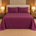 Wine Makhmali Cotton Sateen Bedsheet Set by Reet (maroon, wine, purple, magenta)