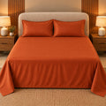 Burnt Orange Makhmali Cotton Sateen Bedsheet Set by Reet (orange, rust, dark orange)