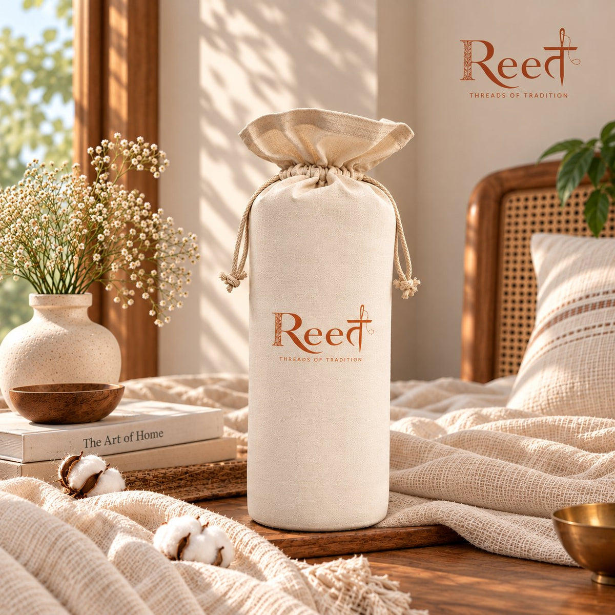Reet cotton drawstring pouch packaging