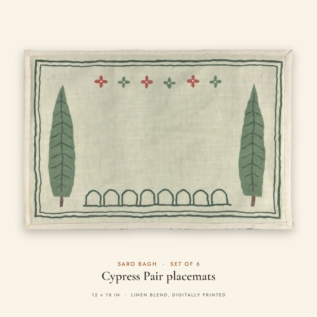 Cypress Pair (Sage Green) placemats set of 6 by Reet (table mats, 12 x 18 in) — single placemat close view