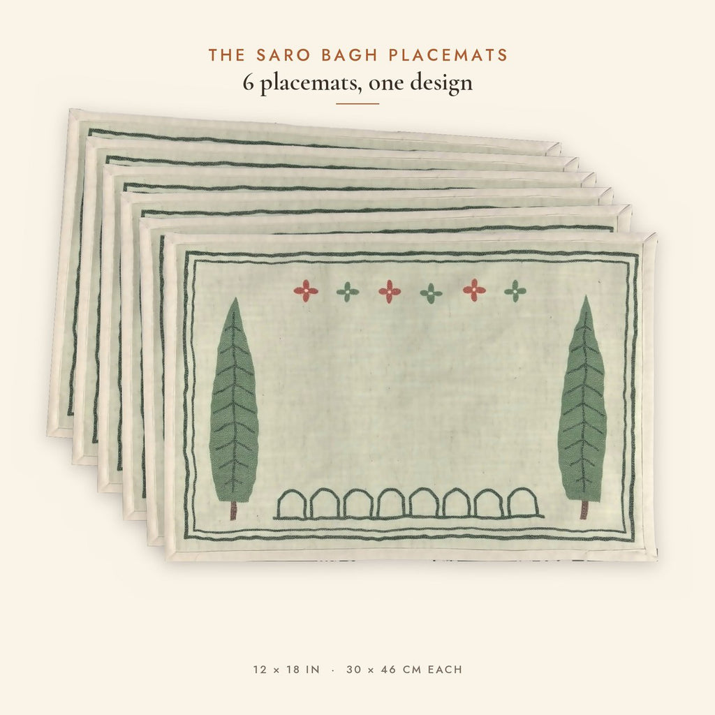 Cypress Pair (Sage Green) placemats set of 6 by Reet (table mats, 12 x 18 in) — all 6 placemats in the set