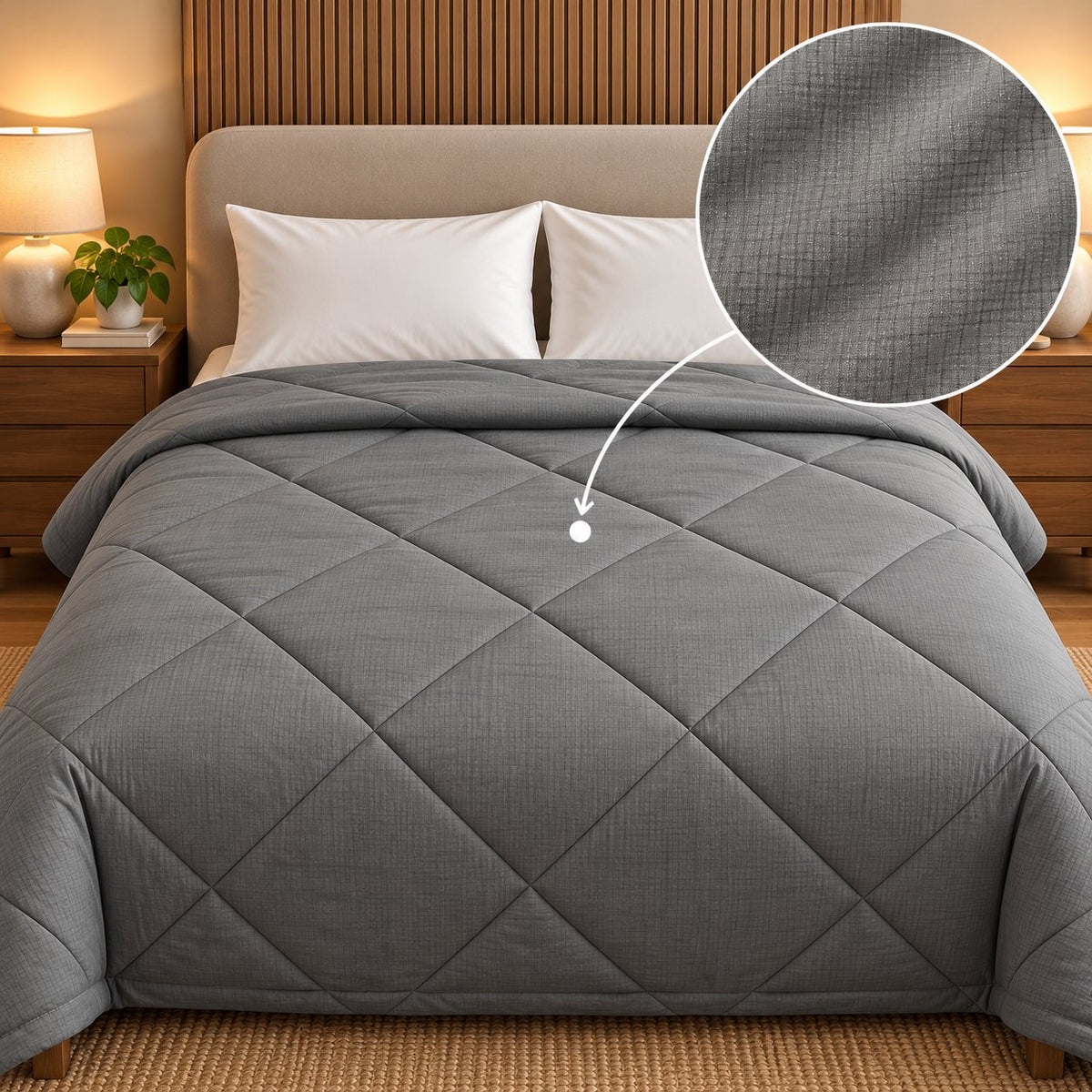 Charcoal Shir-o-Shakar Seersucker Comforter by Reet (dark grey, grey)