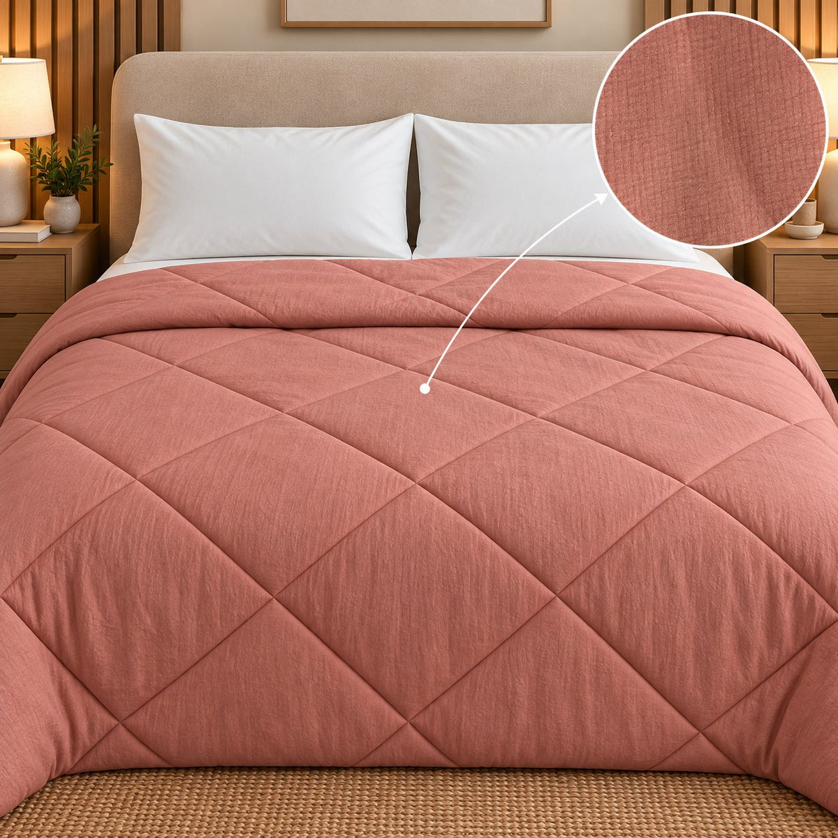 Terracotta Shir-o-Shakar Seersucker Comforter by Reet (orange, peach, coral, rust)