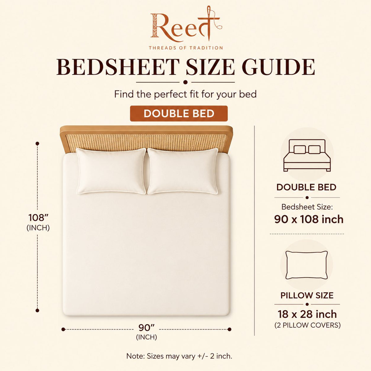 Reet bedsheet size guide
