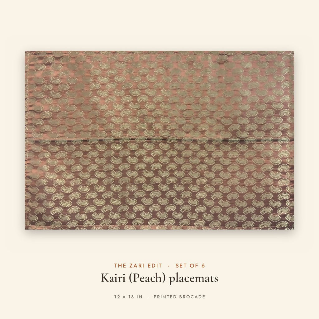 Kairi (Peach) placemats set of 6 by Reet (table mats, 12 x 18 in) — single placemat close view