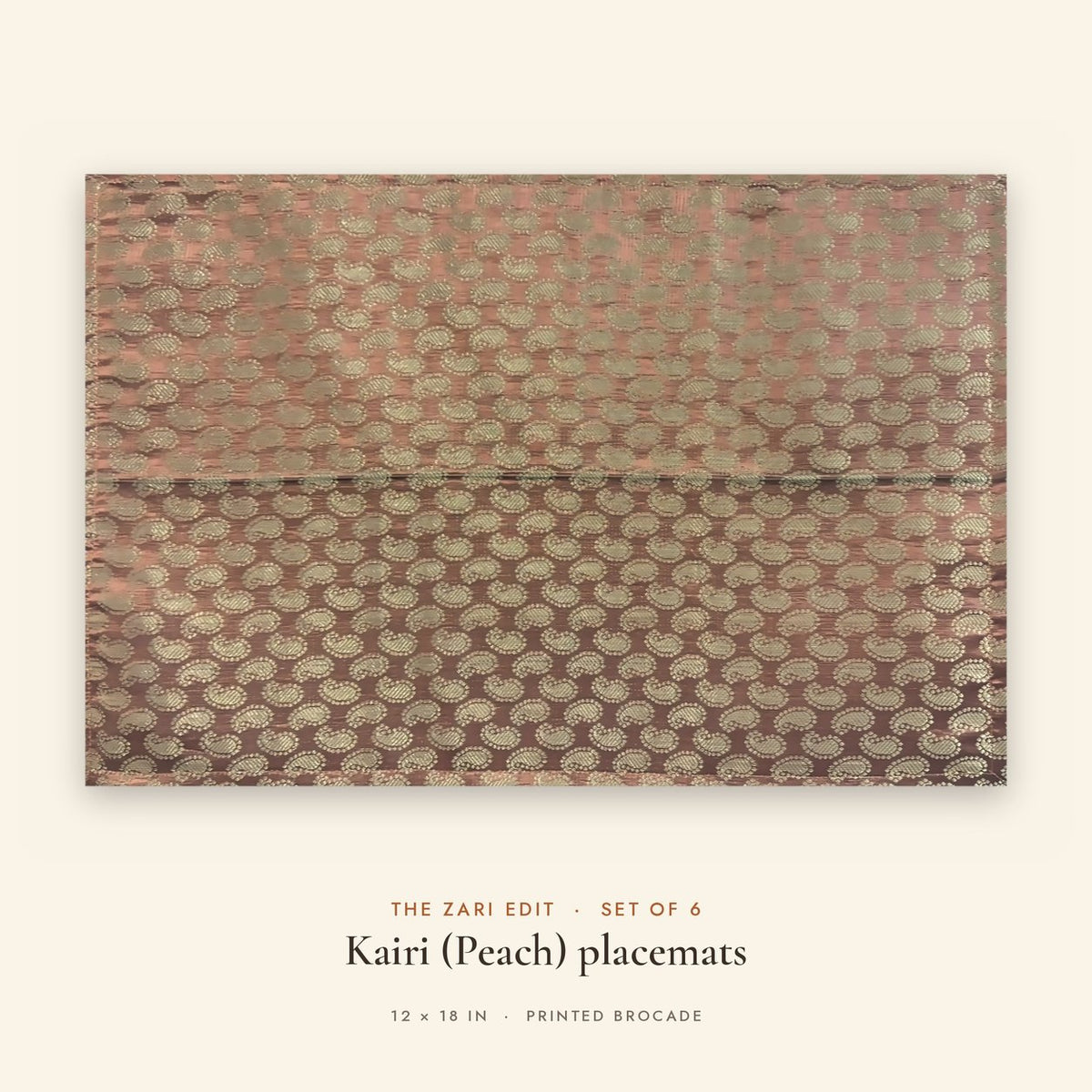 Kairi (Peach) placemats set of 6 by Reet (table mats, 12 x 18 in) — single placemat close view