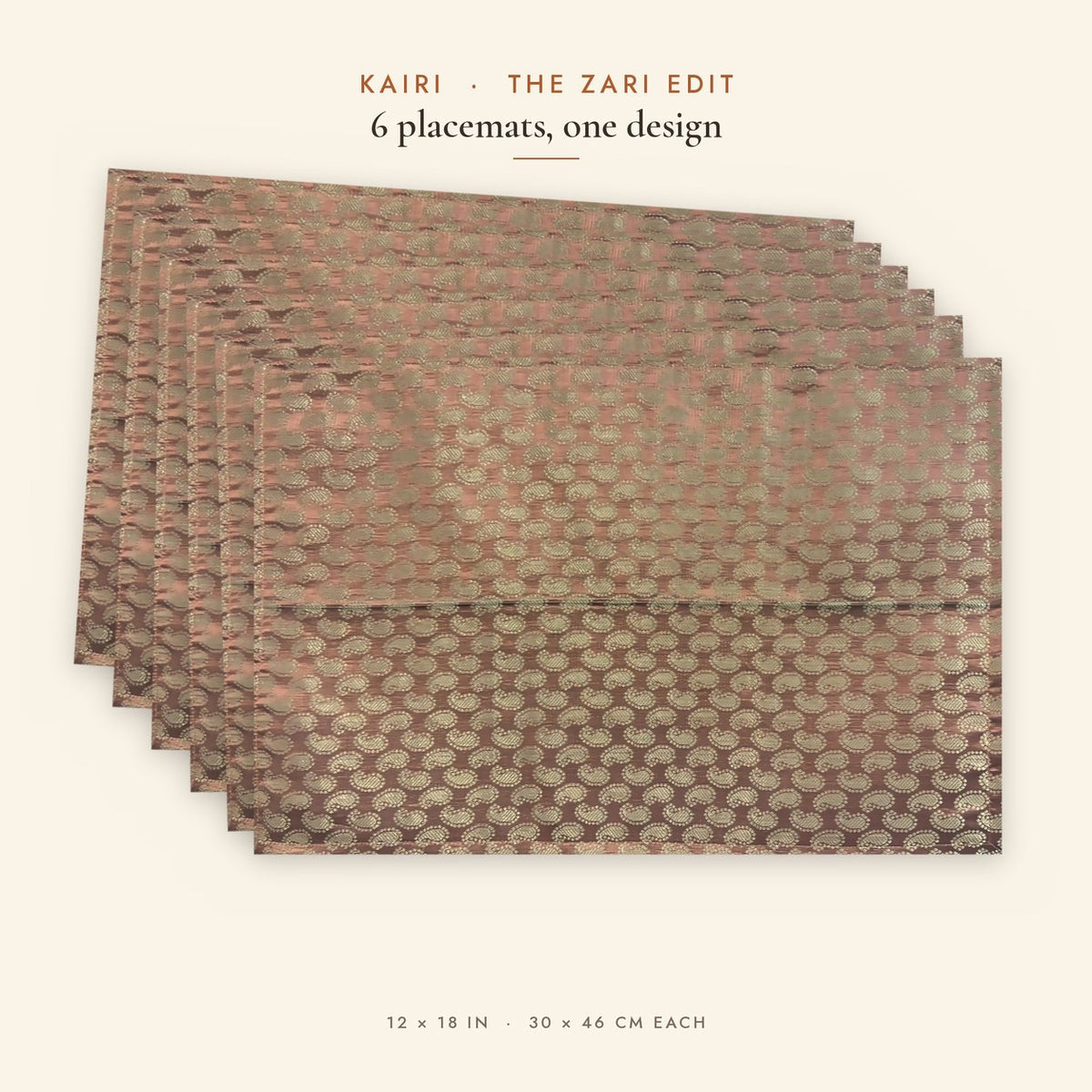 Kairi (Peach) placemats set of 6 by Reet (table mats, 12 x 18 in) — all 6 placemats in the set