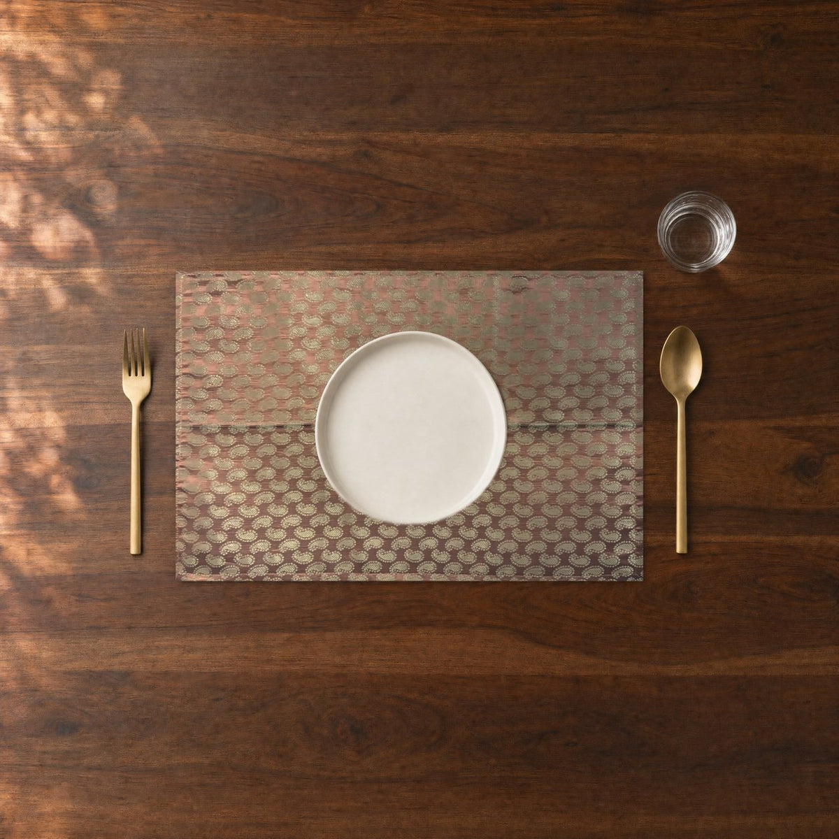 Kairi (Peach) placemats set of 6 by Reet (table mats, 12 x 18 in) — close-up of one place setting