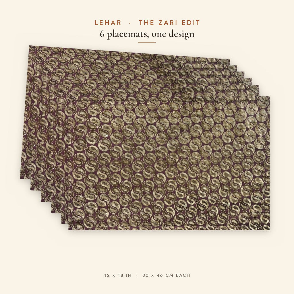 Lehar (Maroon) placemats set of 6 by Reet (table mats, 12 x 18 in) — all 6 placemats in the set