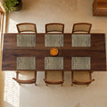 Mohur (Gold) placemats set of 6 by Reet (table mats, 12 x 18 in) — set of 6 placemats laid on a dining table